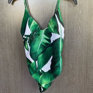 Green Leaf Strappy One Piece Swimsuit
